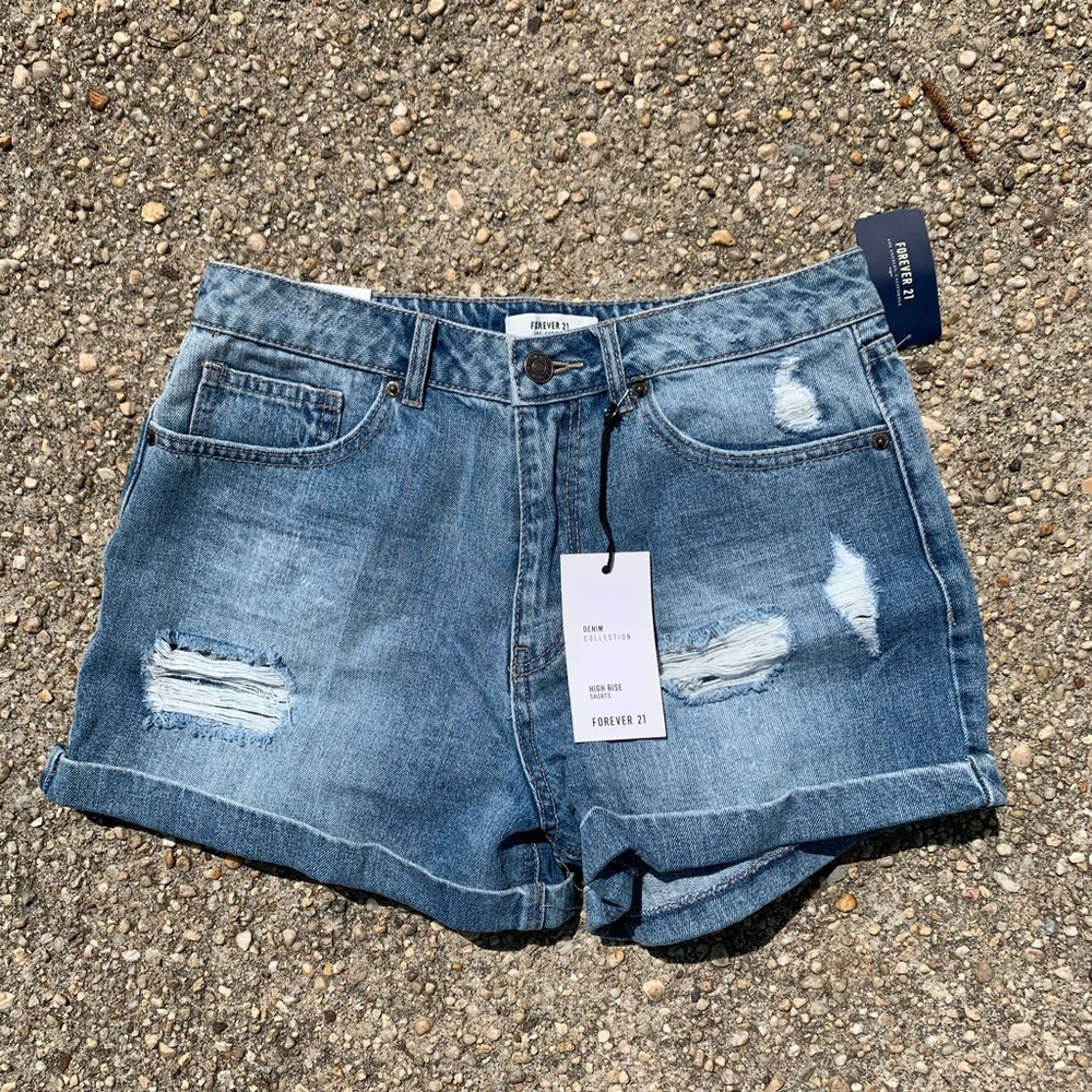 Denim ripped shorts